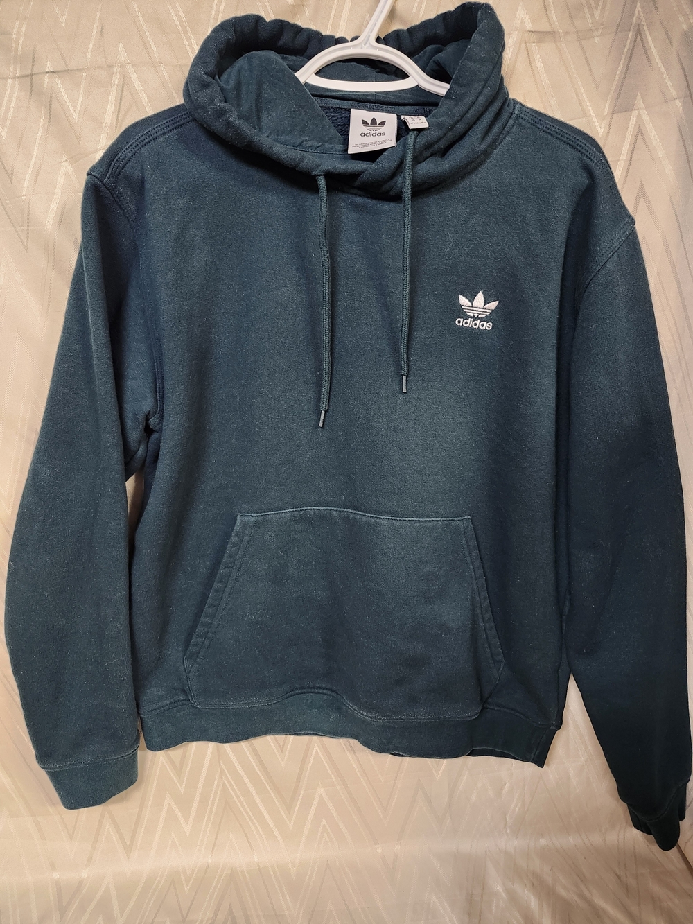 adidas Teal Crewneck Pullover Hoodie with Trefoil Logo